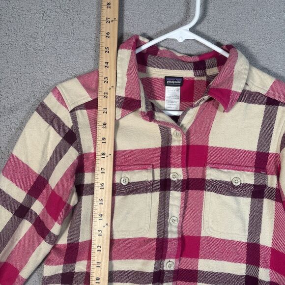 Patagonia Cotton Fjord Flannel Shirt Women’s Size 2 Pink Purple Cream Plaid - Picture 8 of 14